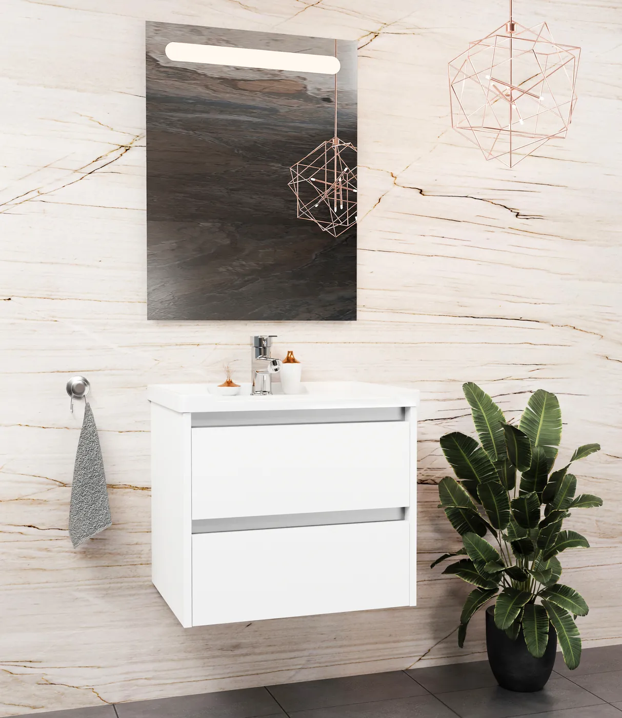 Meuble salle de bain Tokyo Blanc — 2 tiroirs