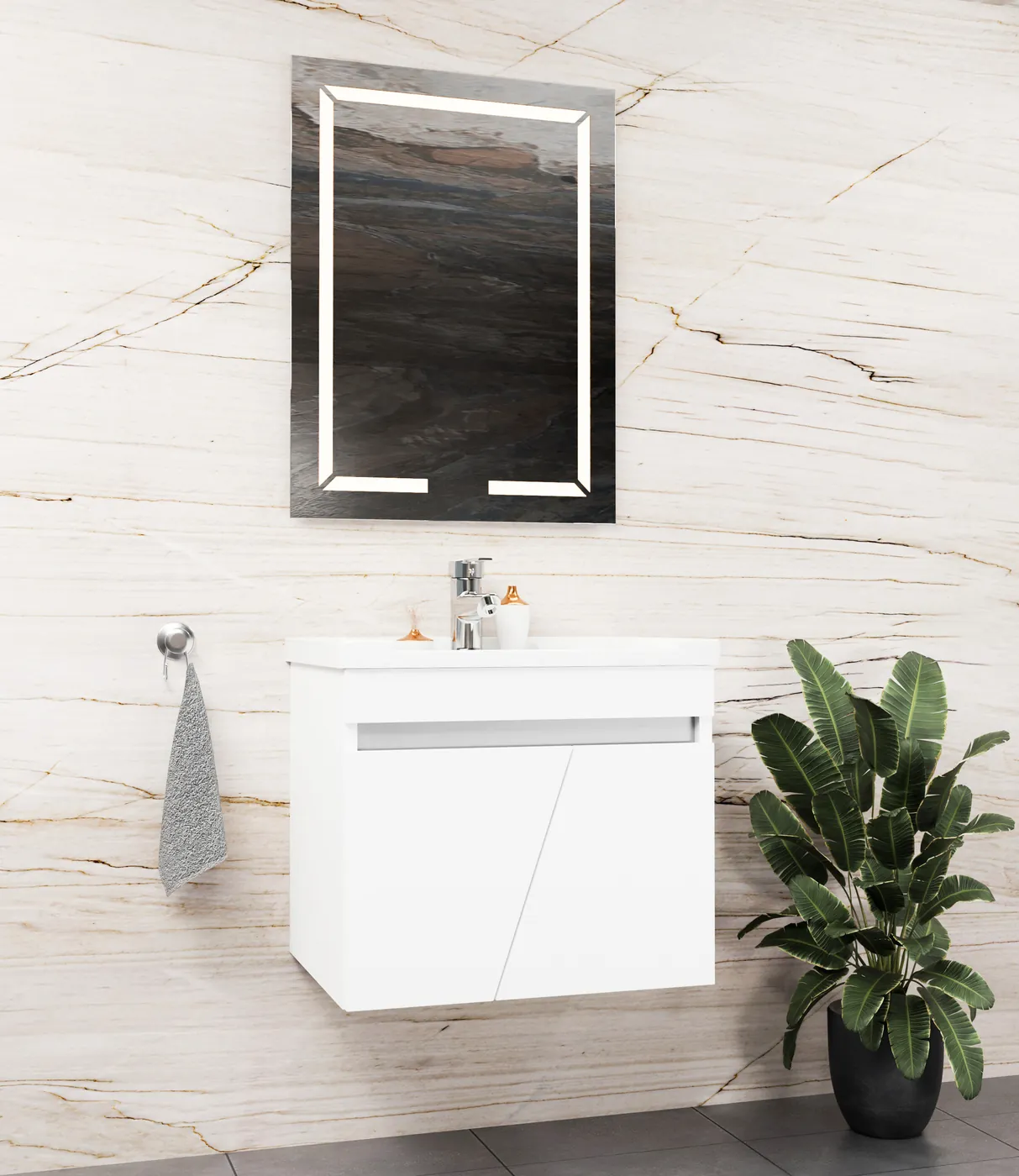 Meuble salle de bain Isparta Blanc — 2 portes