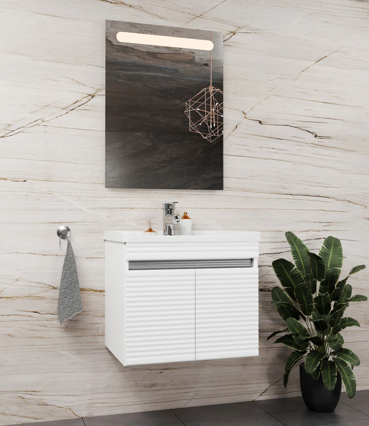 Meuble salle de bain Istanbul Barde Blanc — 2 portes