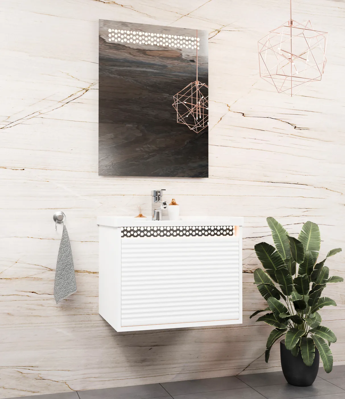 Meuble salle de bain Bubble Barde Blanc — 1 tiroir