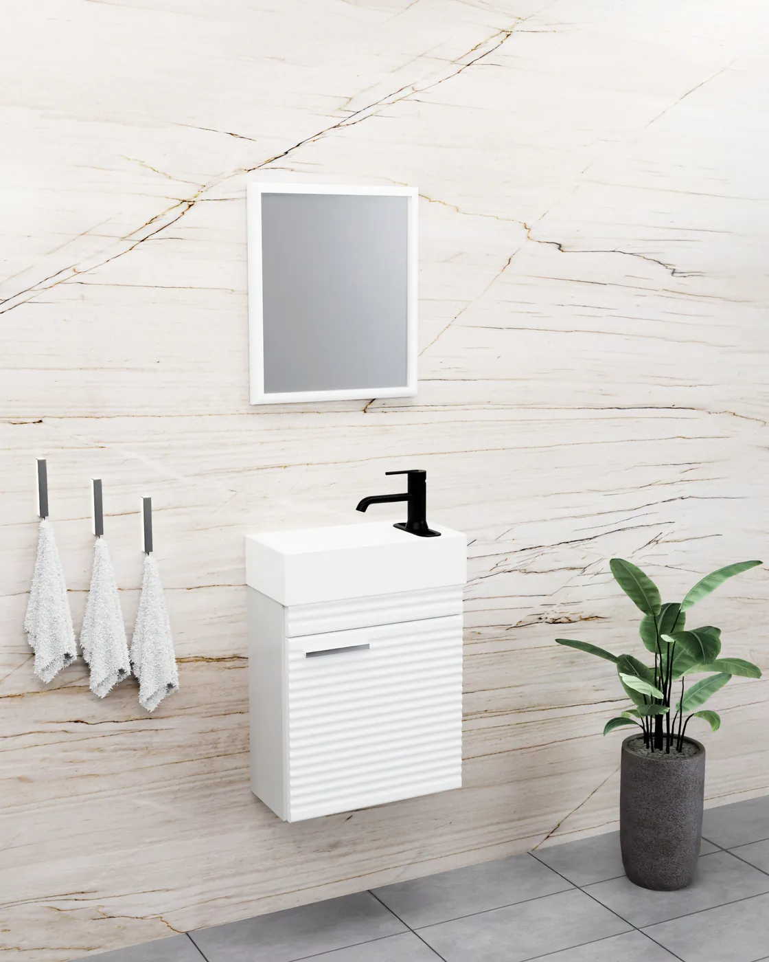 Meuble salle de bain Mini Barde Blanc — 1 porte