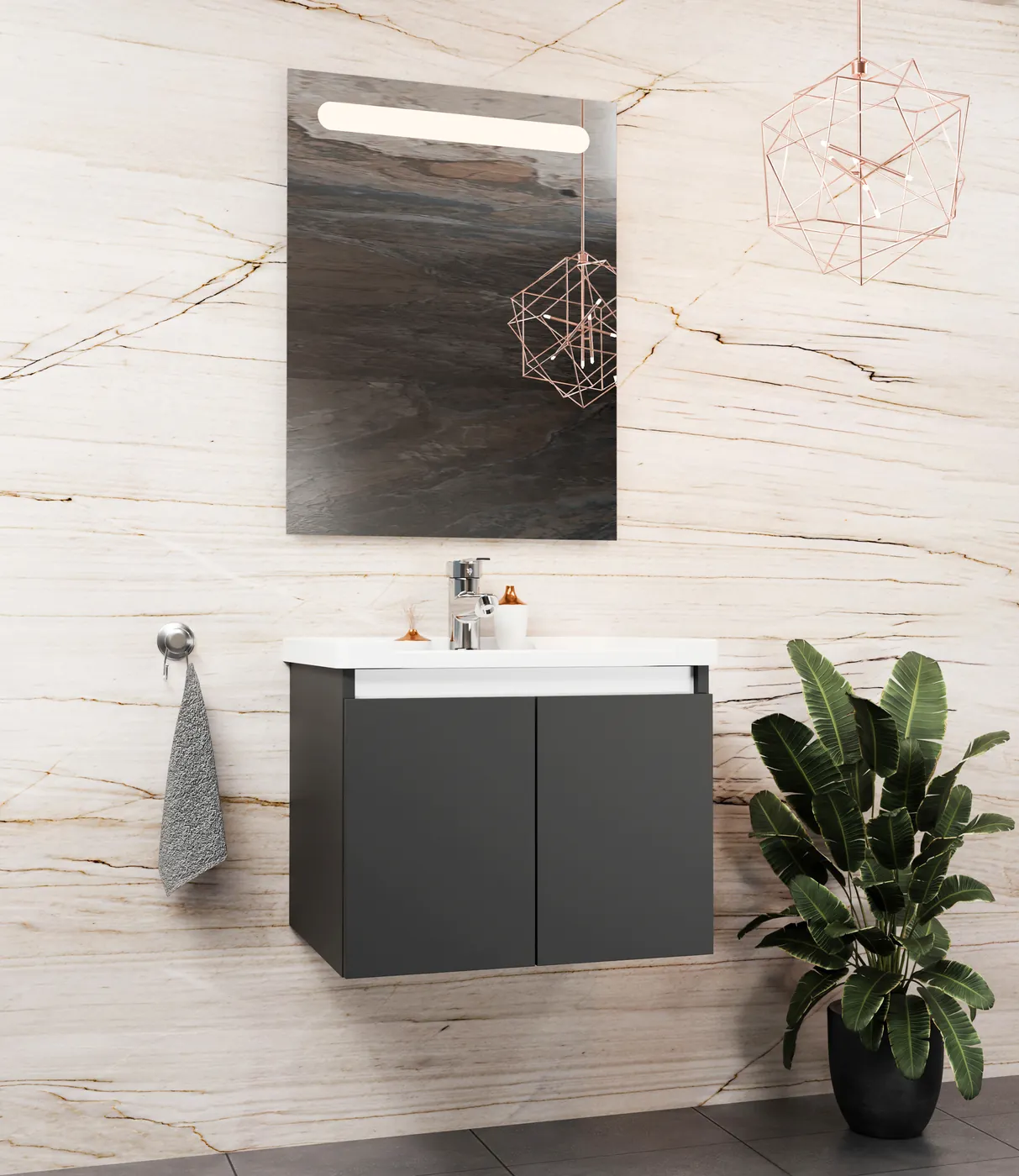Meuble salle de bain Evora Anthracite 50x36 cm / 60x46 cm / 80x46 cm