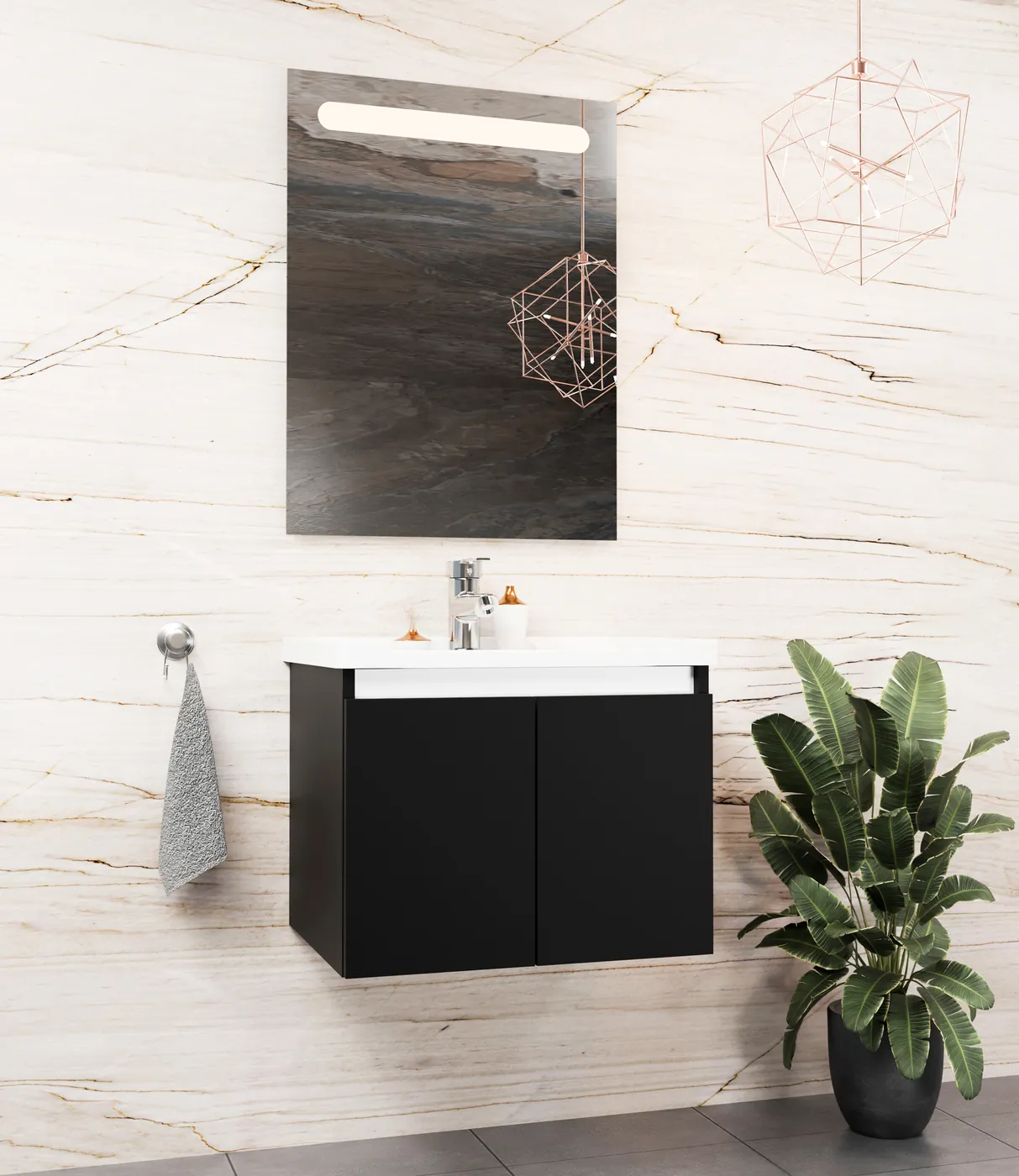 Meuble salle de bain Evora Noir 50x36 cm / 60x46 cm / 80x46 cm