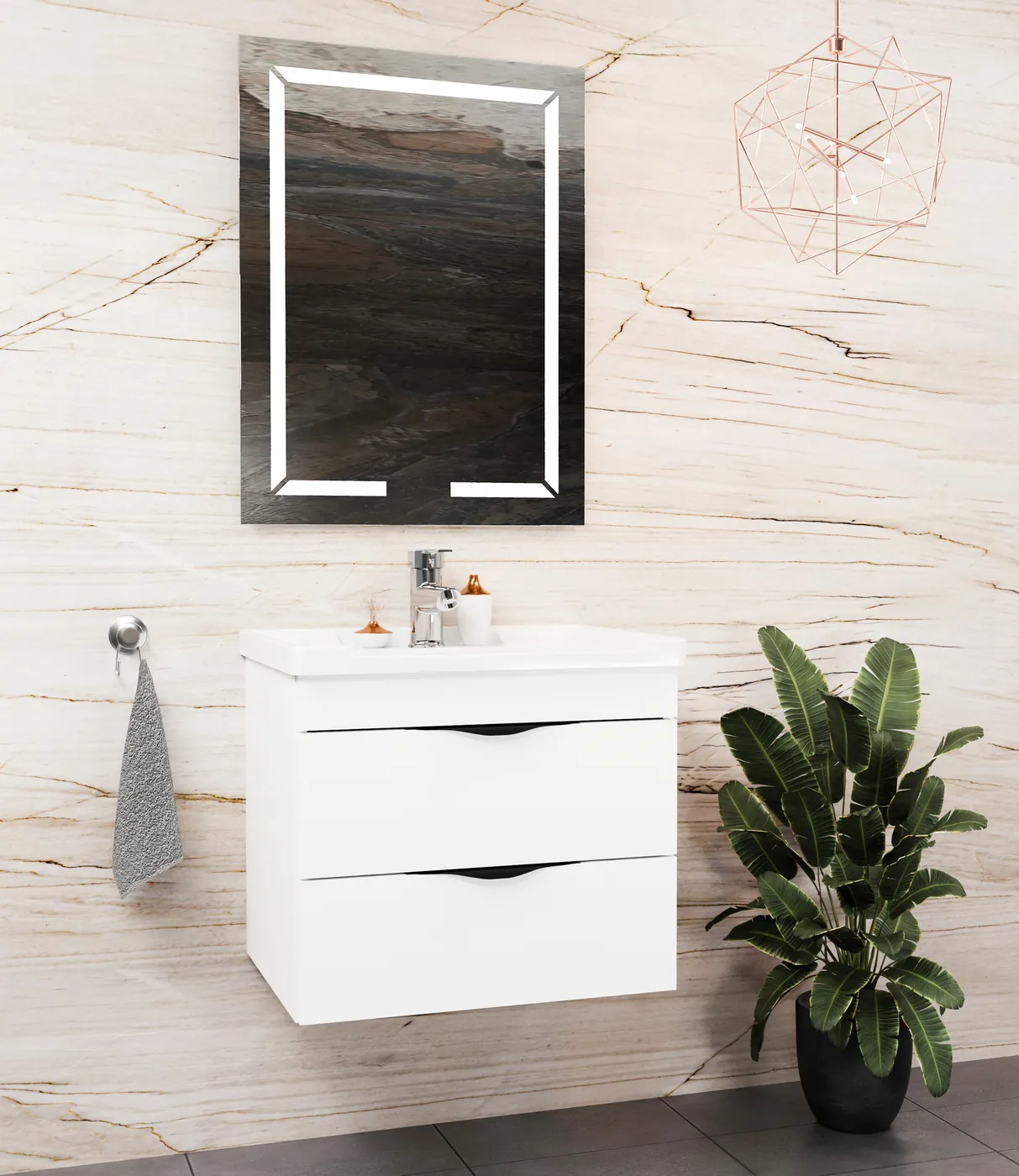 Meuble salle de bain Romero Blanc 60x46 cm / 80x46 cm
