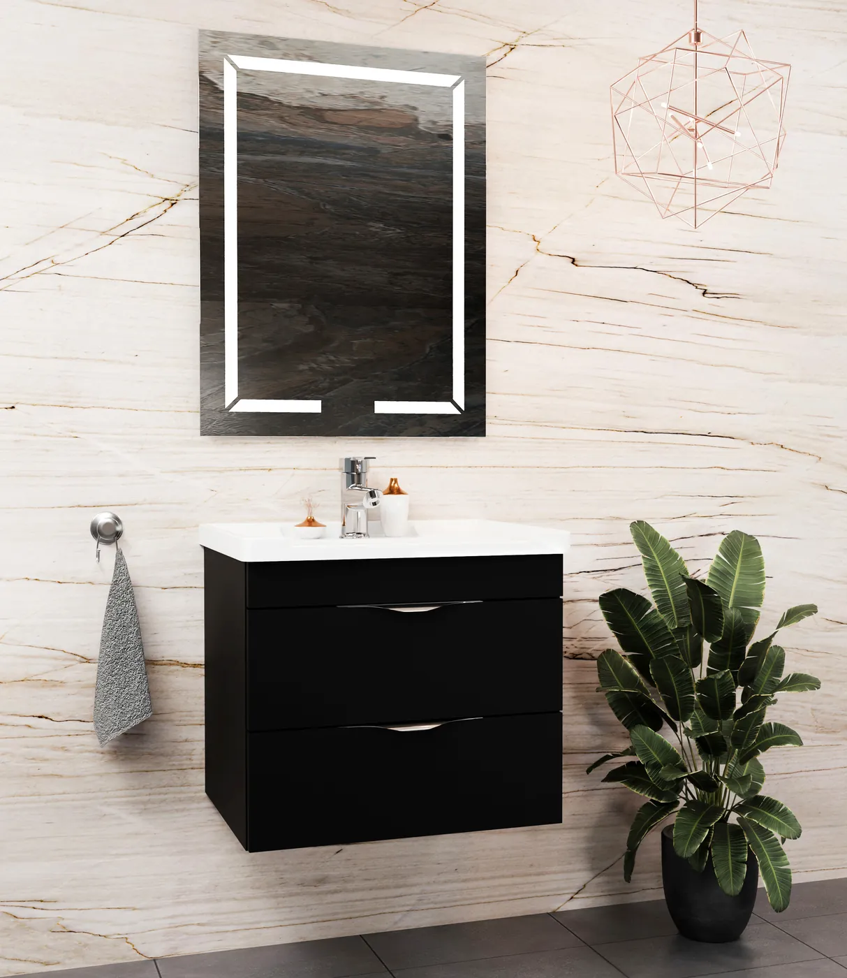 Meuble salle de bain Romero Noir 60x46 cm / 80x46 cm