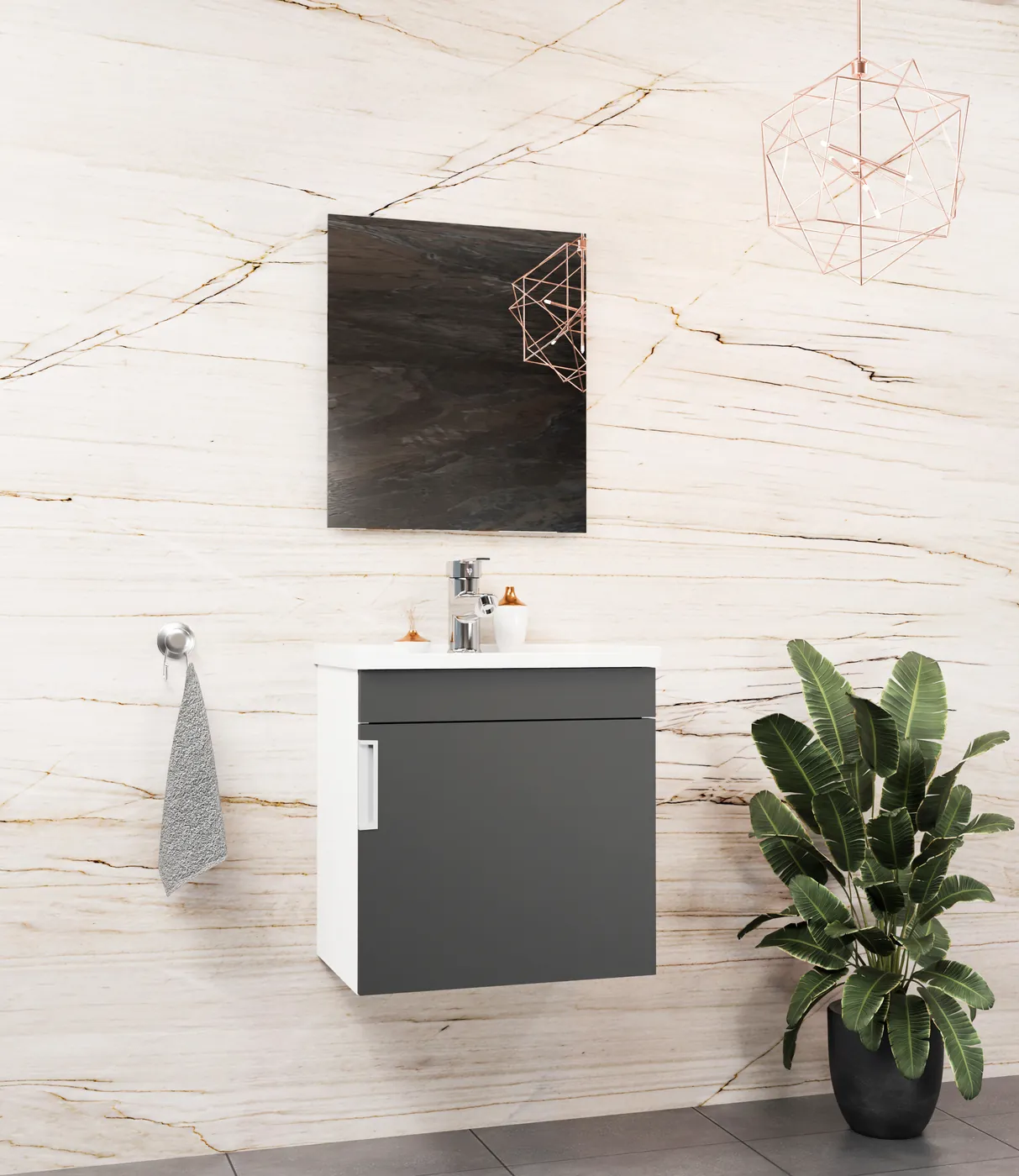 Meuble salle de bain Yalova 50x36 Blanc / Anthracite 50x36 cm / 50x26 cm