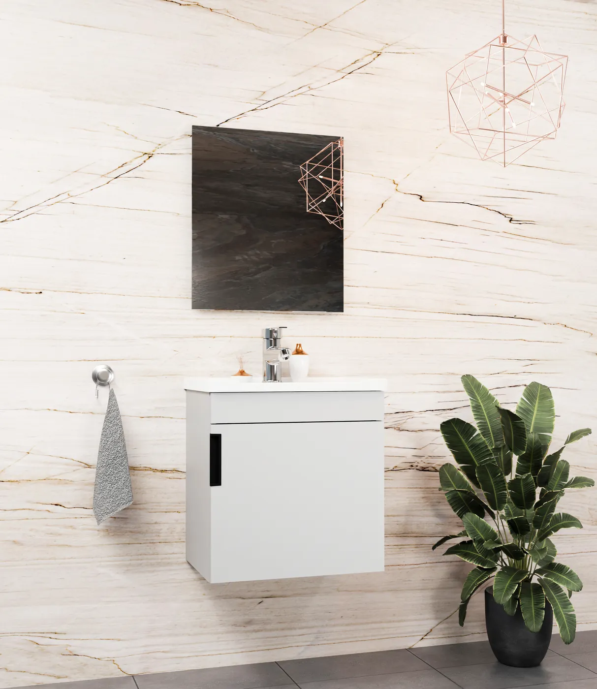 Meuble salle de bain Yalova 50x36 Gris 50x36 cm / 50x26 cm