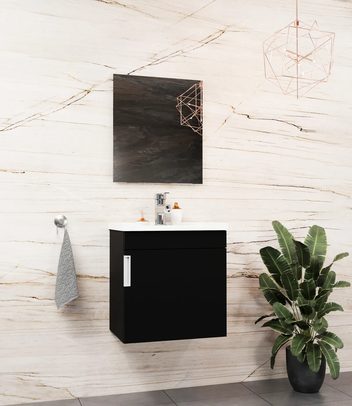 Meuble salle de bain Yalova 50x36 Noir 50x36 cm / 50x26 cm