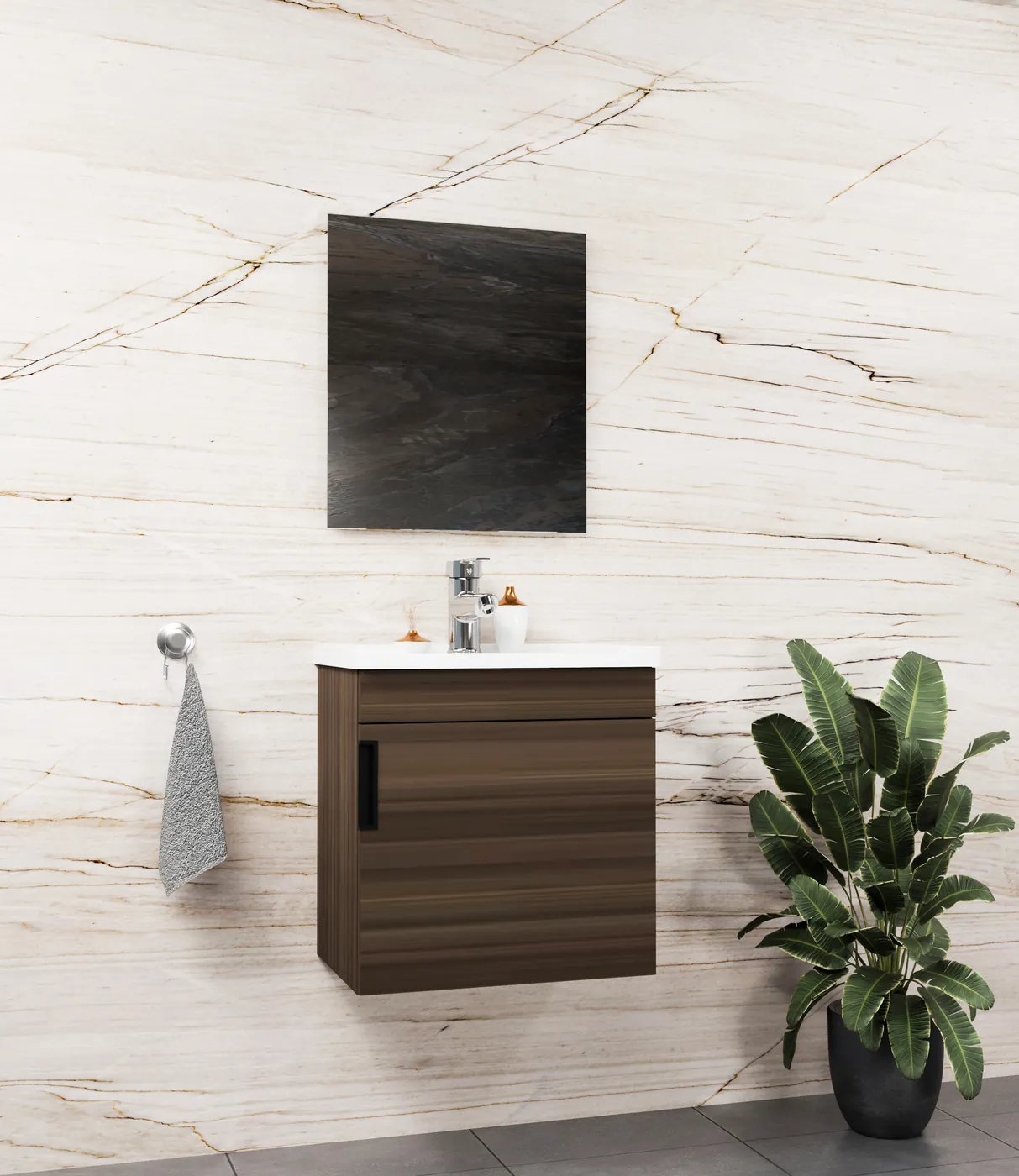 Meuble salle de bain Yalova 50x36 Noyer américain 50x36 cm / 50x26 cm