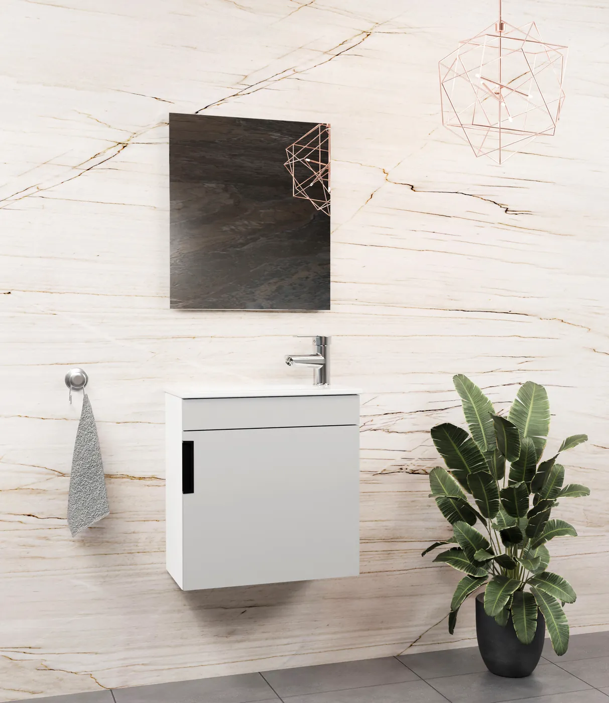 Meuble salle de bain Yalova 50x26 Blanc / Gris clair 50x26 cm
