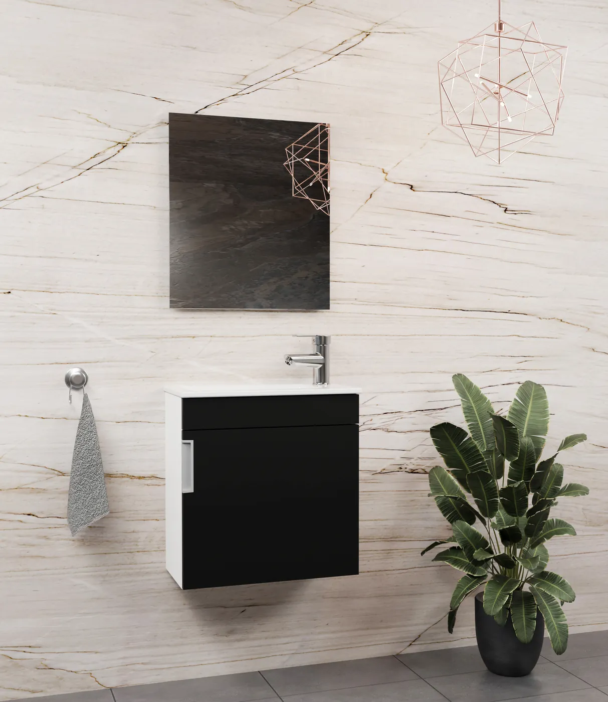 Meuble salle de bain Yalova 50x26 Blanc / Noir 50x26 cm
