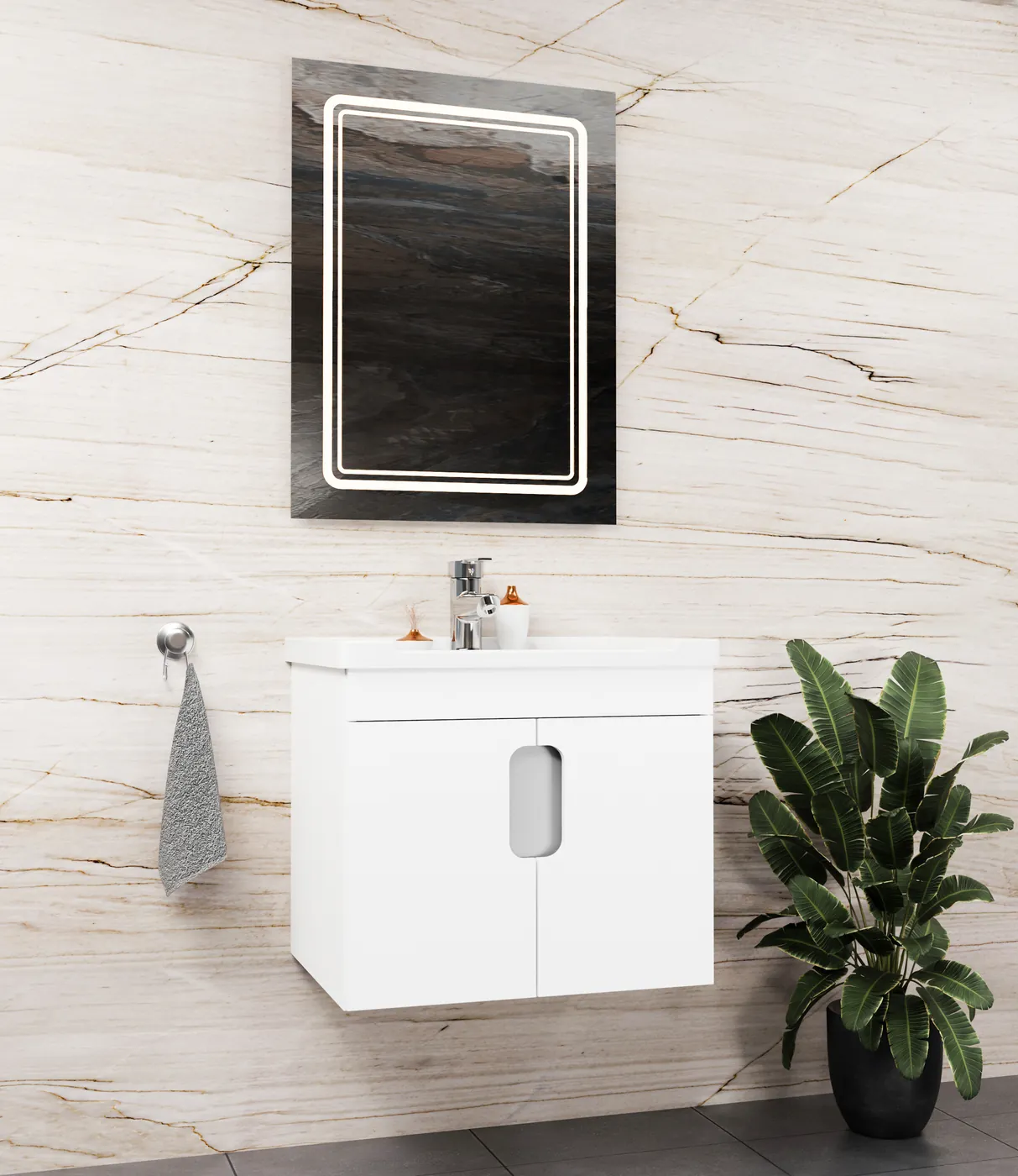 Meuble salle de bain Alpha Blanc 60x46 cm / 80x46 cm