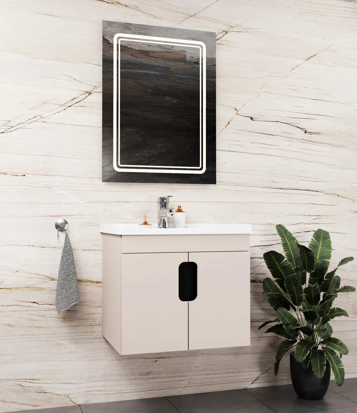 Meuble salle de bain Alpha Minéral 60x46 cm / 80x46 cm