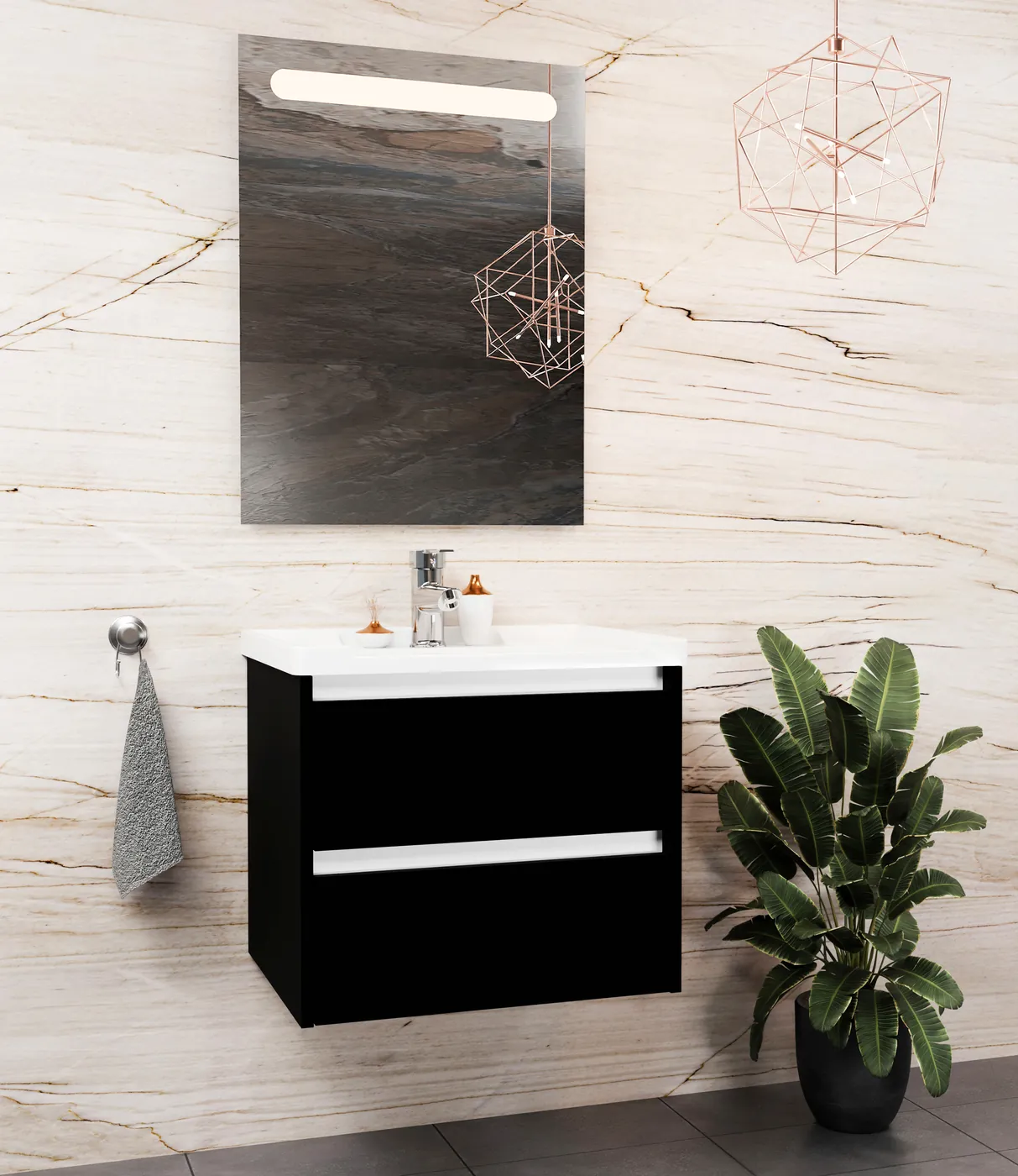 Meuble salle de bain Tokyo Noir 60x46 cm / 80x46 cm