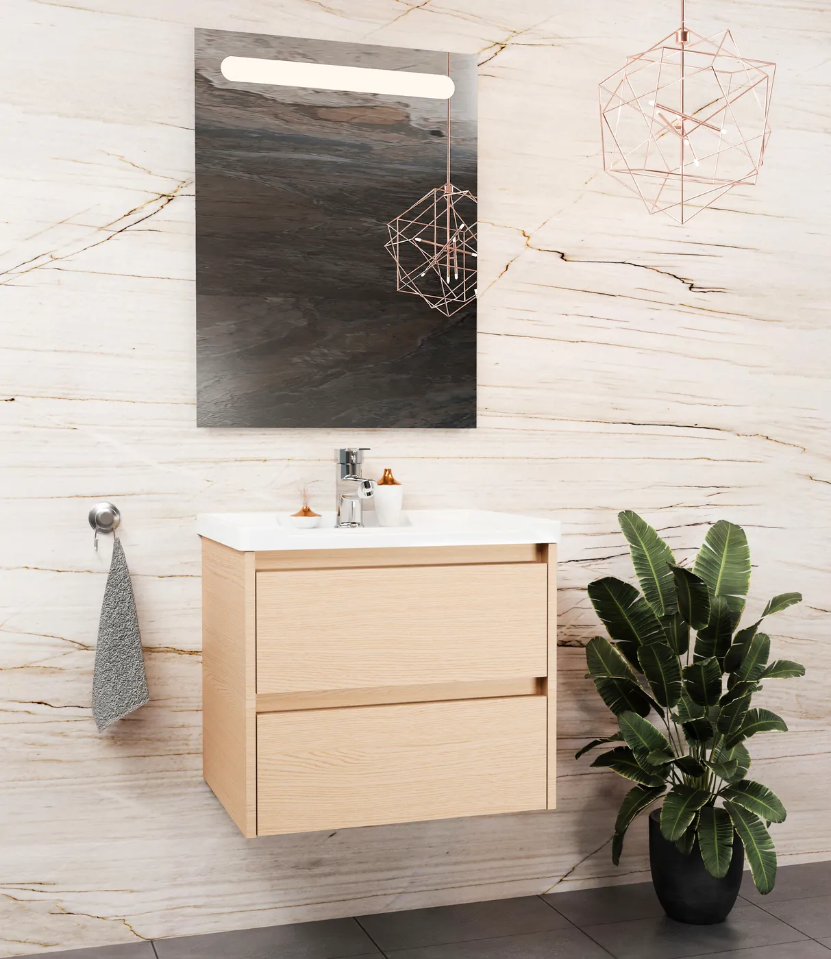 Meuble salle de bain Tokyo Chêne 60x46 cm / 80x46 cm