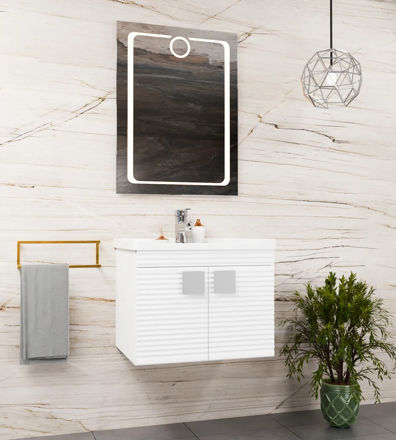 Meuble salle de bain Bridge Barde Blanc 60x46 cm / 80x46 cm