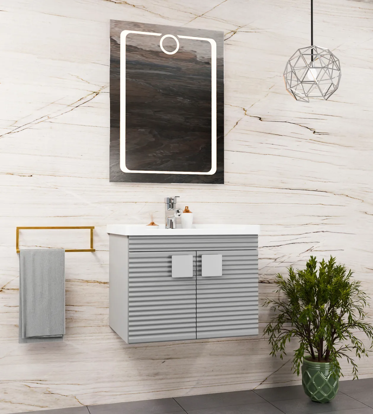 Meuble salle de bain Bridge Barde Gris 60x46 cm / 80x46 cm