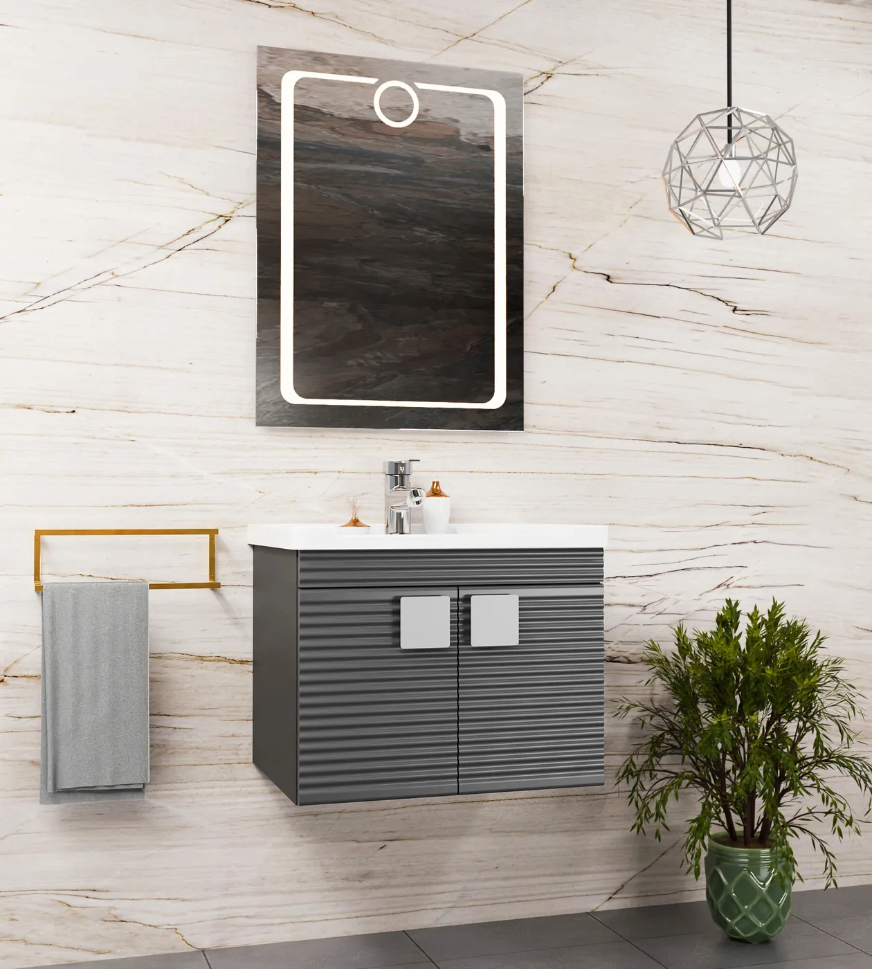 Meuble salle de bain Bridge Barde Anthracite 60x46 cm / 80x46 cm