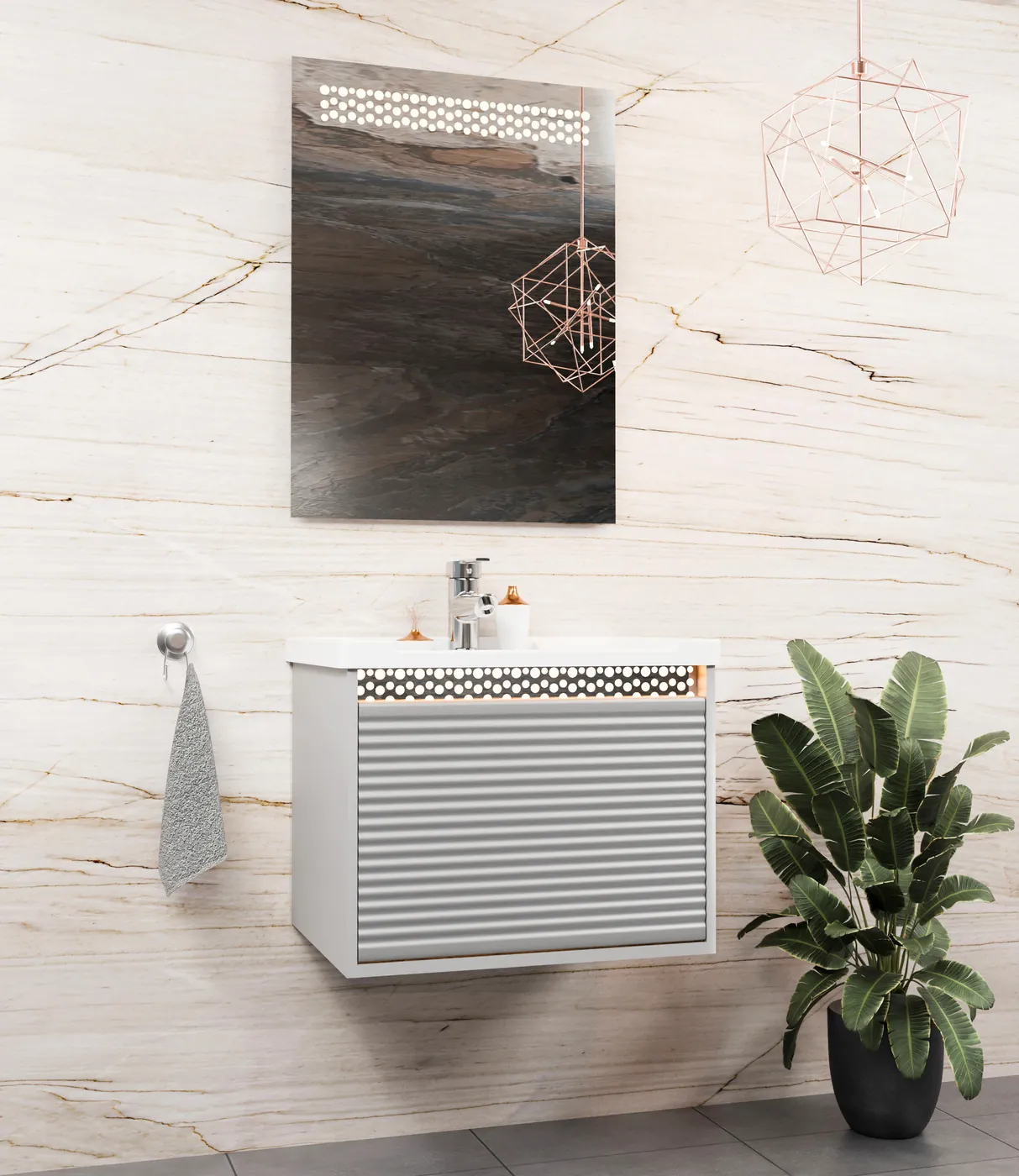 Meuble salle de bain Bubble Barde Gris 60x46 cm / 80x46 cm