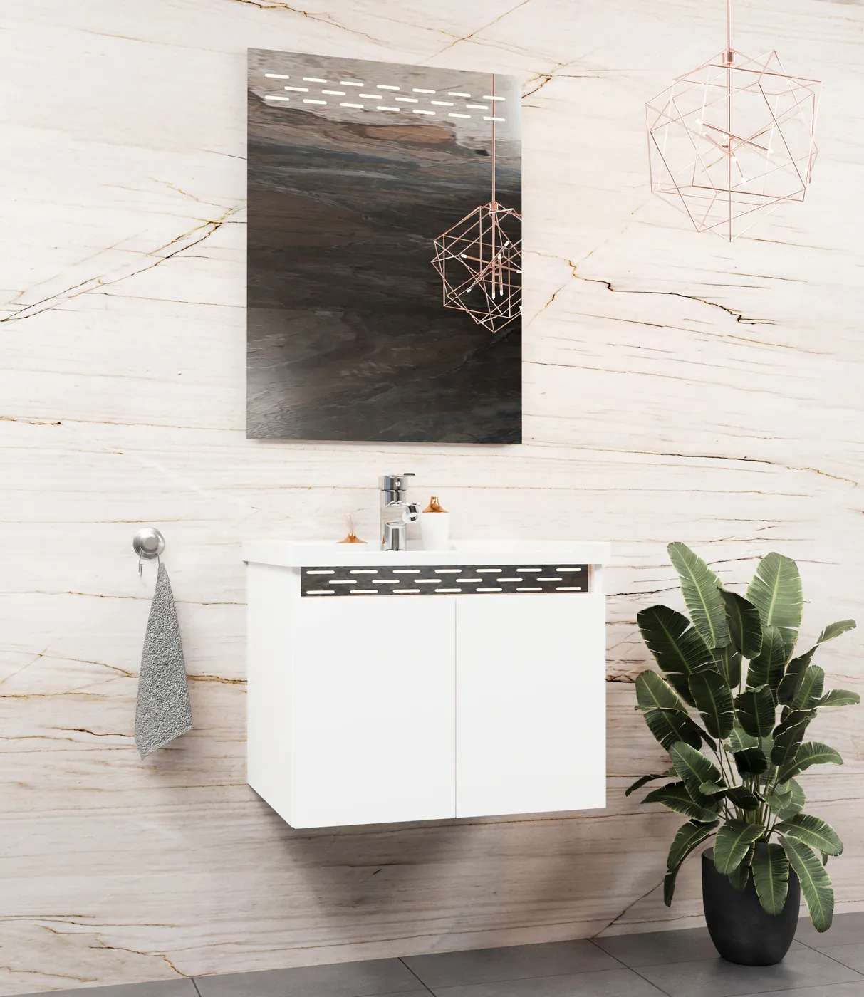 Meuble salle de bain Evereste Blanc 60x46 cm / 80x46 cm