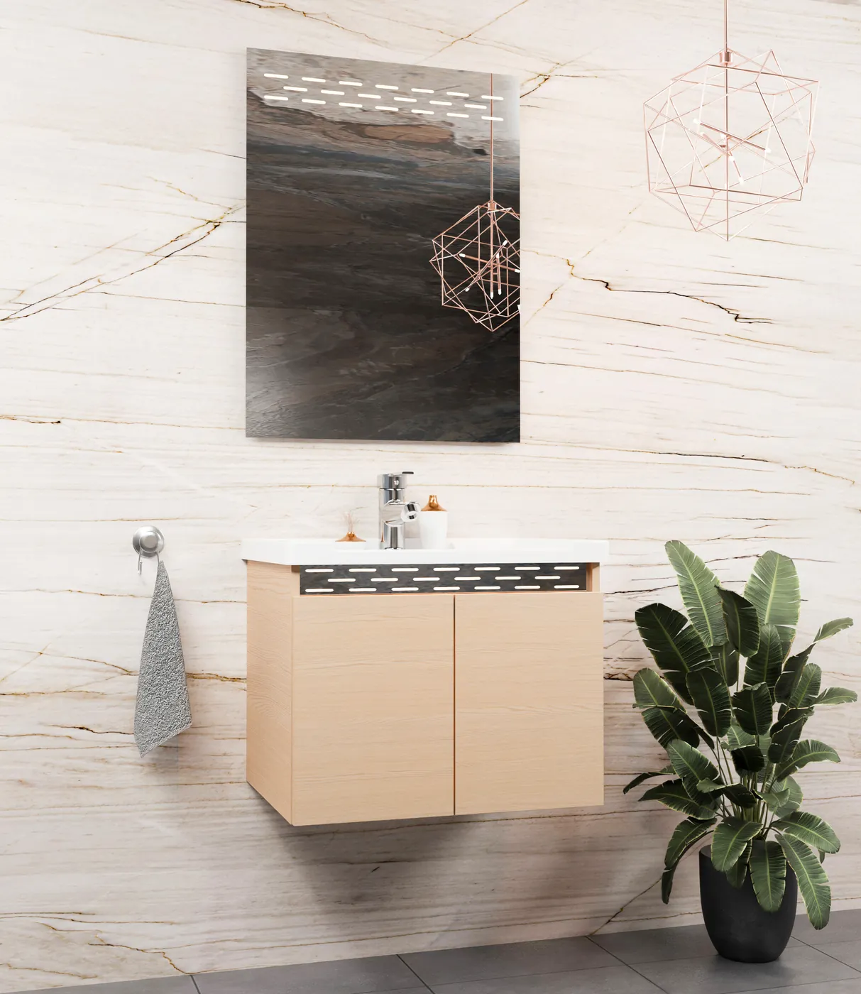 Meuble salle de bain Evereste Chêne 60x46 cm / 80x46 cm