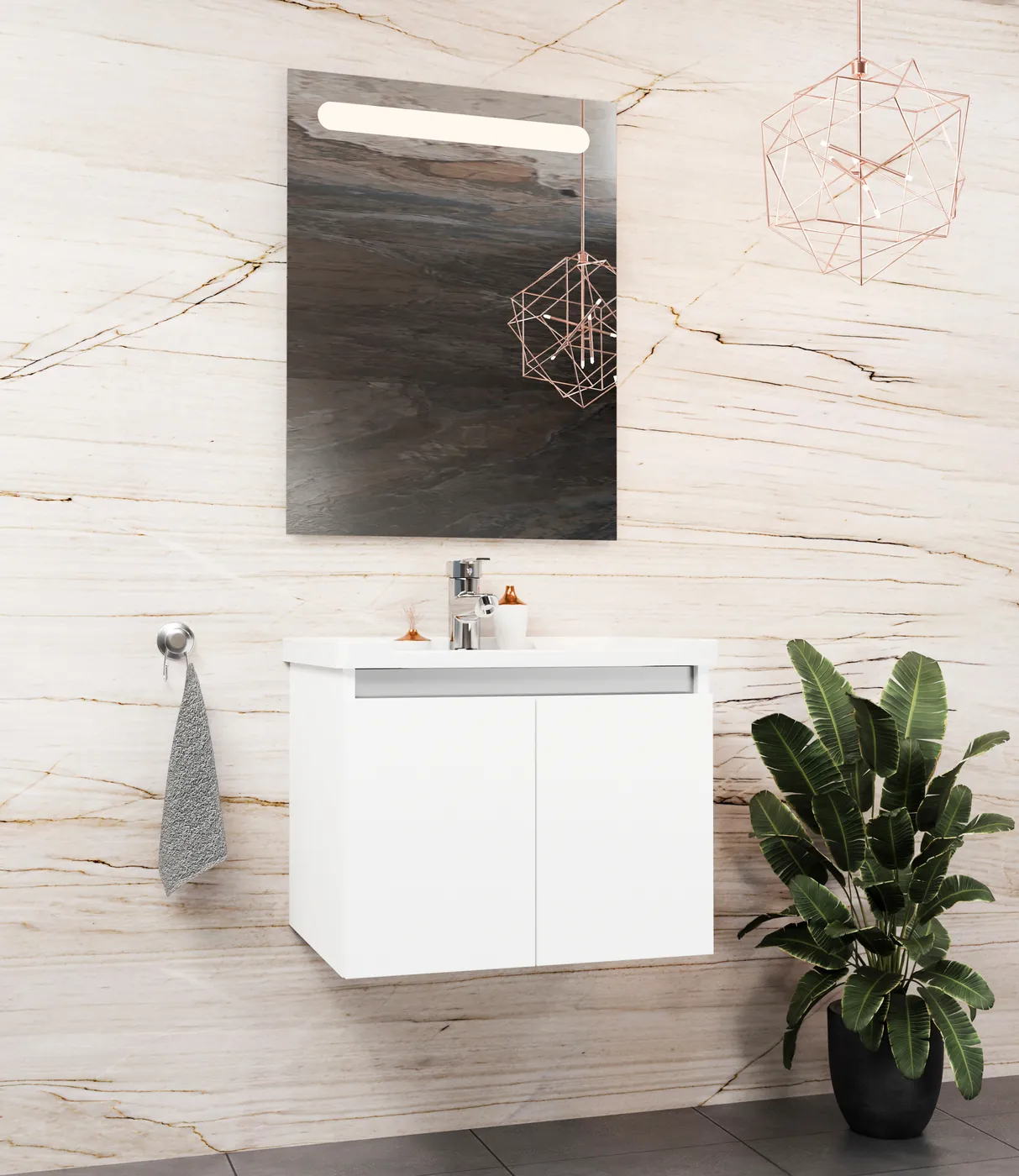 Meuble salle de bain Evora Blanc — 2 portes
